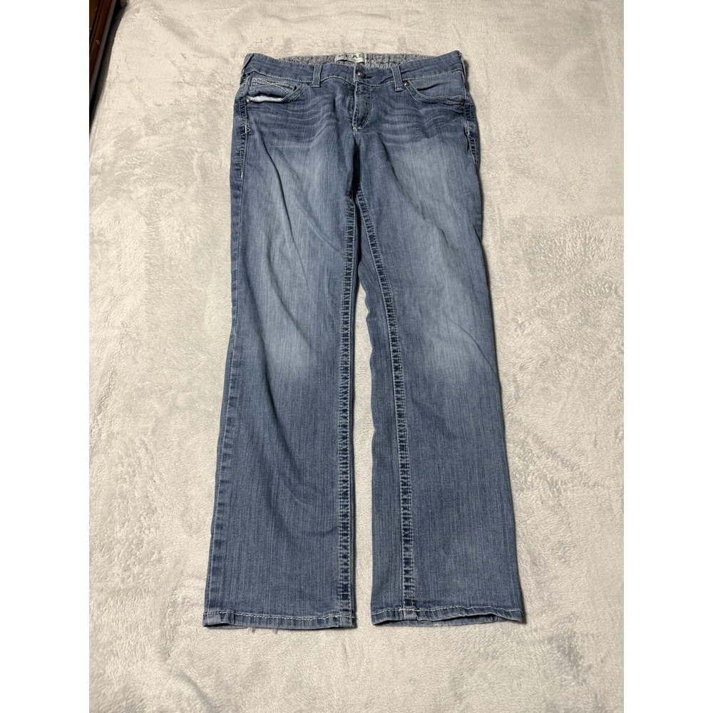 Ariat REAL Jeans Womens 34 Blue Mid Rise Straight Medium Wash 34x32